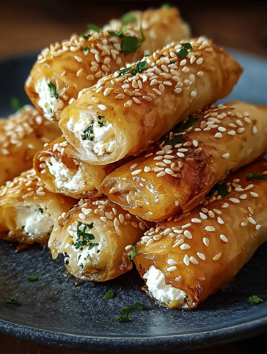 Airfryer Einfach Schnell Chili-Honig Feta-Rollen Sesam Knusprig image 2
