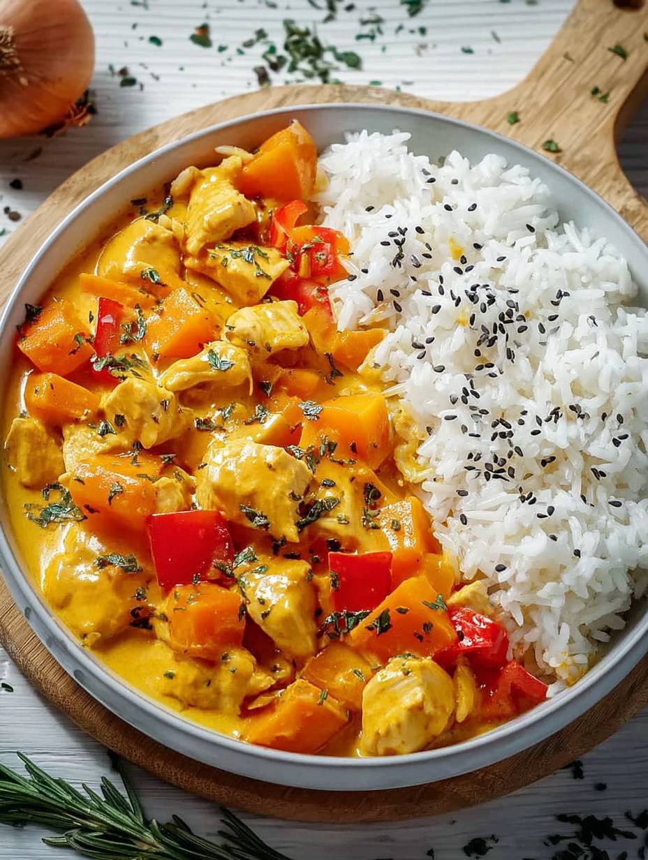 Cremiges Hähnchen Kürbis Curry mit Reis | Schnell & Gesund image 2