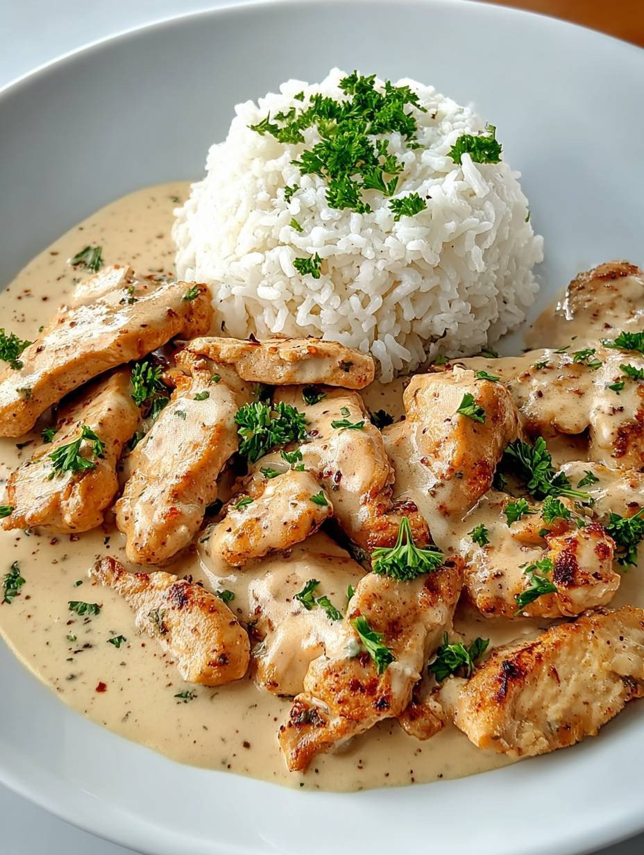 Einfach Schnell Hähnchen in cremiger Sauce mit Reis – Perfektes Abendessen image 2