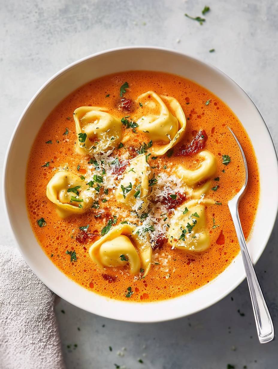 Schnell Einfach Cremige Käse-Tomaten Tortellini Suppe – Beste Rezept image 2