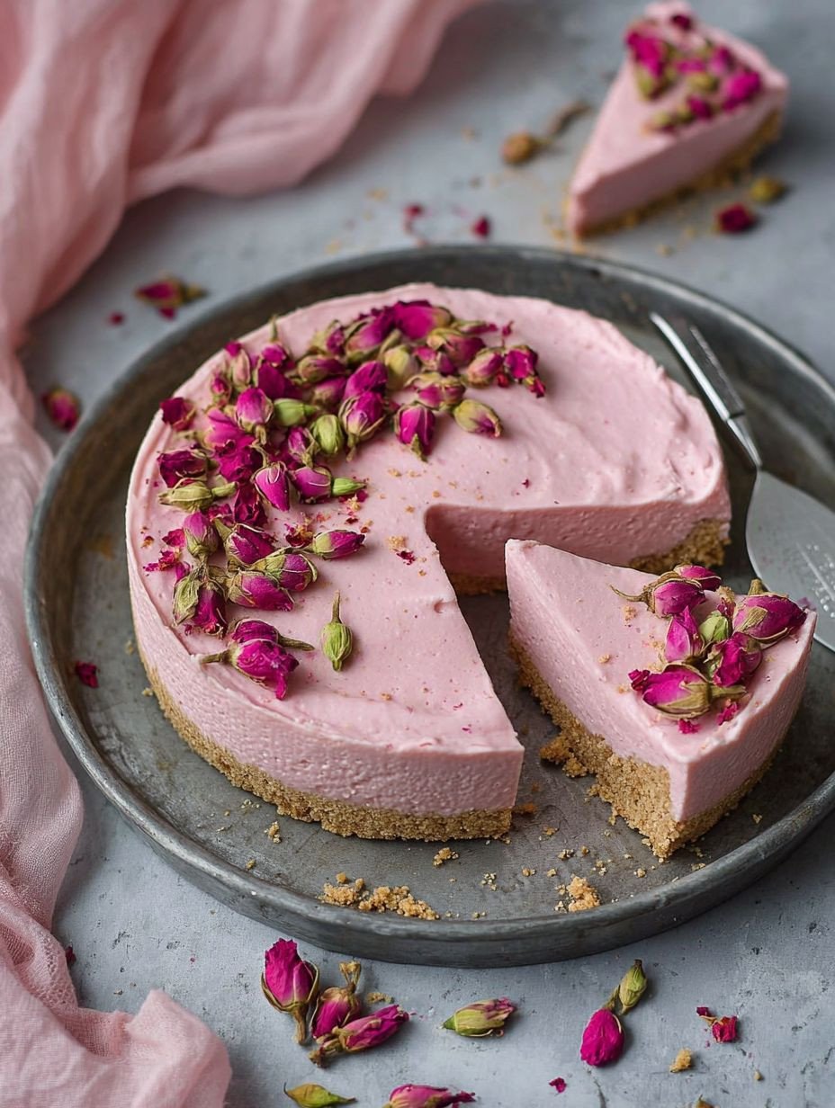 Einfacher Rosen-Käsekuchen ohne Backen: vegan, glutenfrei image 2