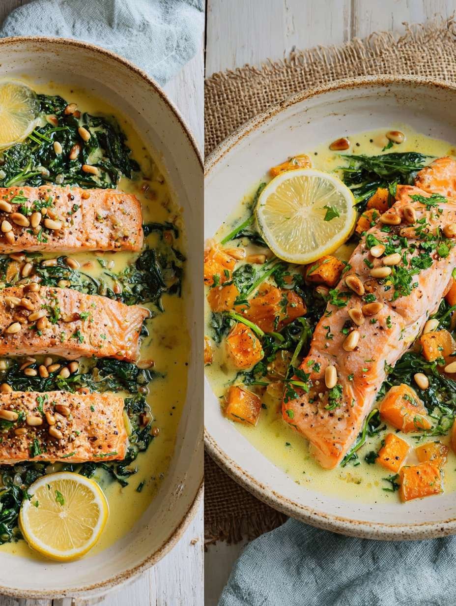 Ganz einfach: Lachs mit Spinat und Süßkartoffel Ofen image 2