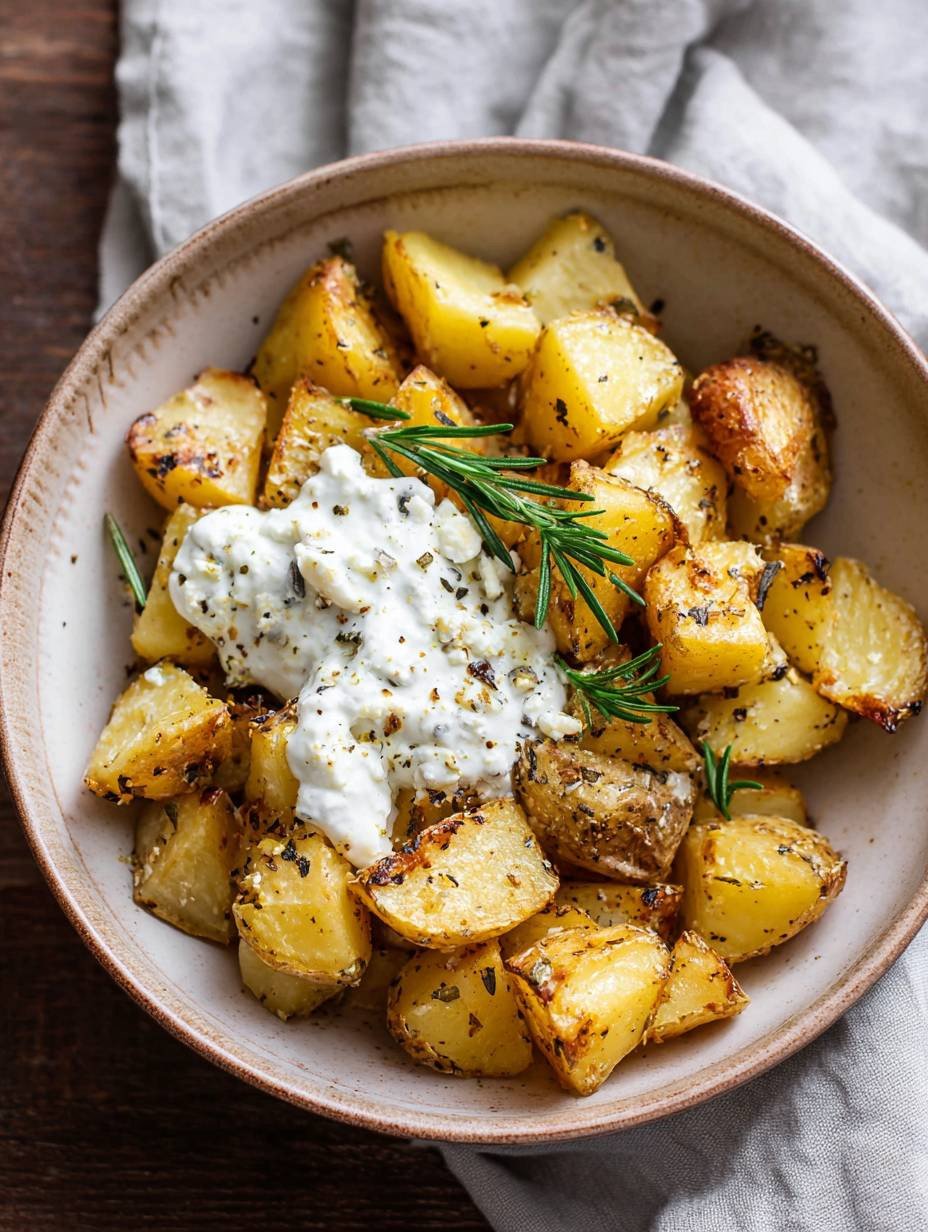 Knusprige Griechische Ofenkartoffeln mit Joghurt-Feta-Dip image 2