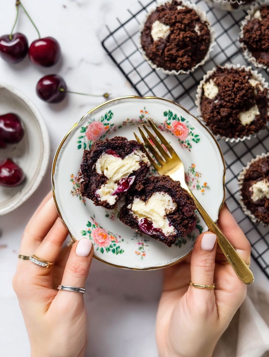 Saftige Schoko-Kirsch-Muffins mit Käsekuchen & Streuseln image 2