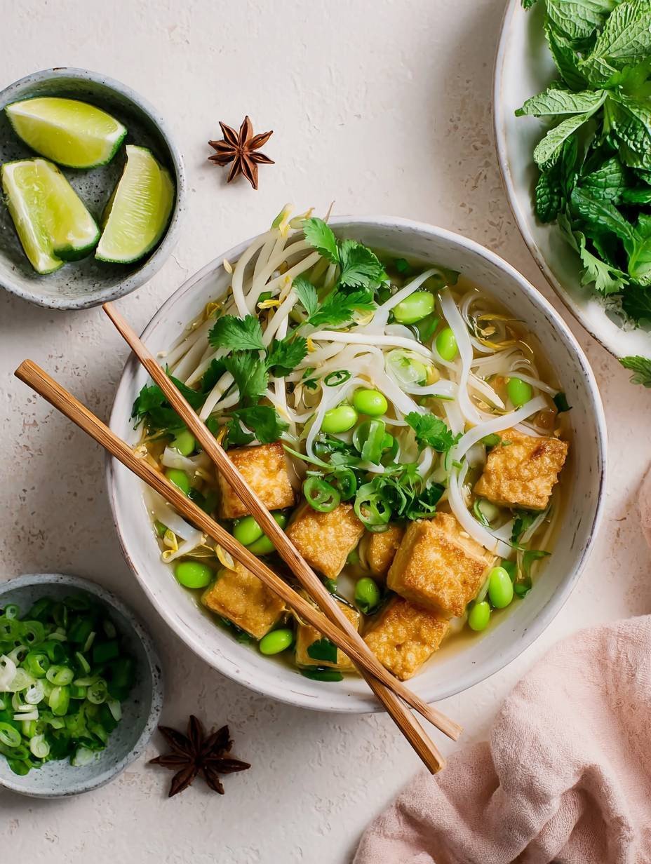 Schnelle gesunde vegane Pho mit knusprigem Tofu image 2