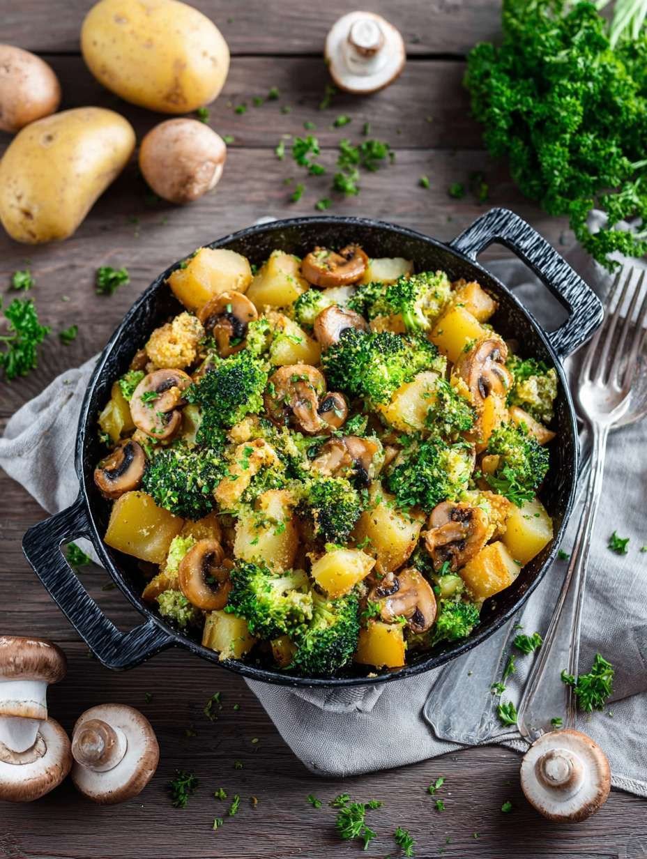 So lecker: Kartoffelpfanne mit Brokkoli & Pilzen. image 2