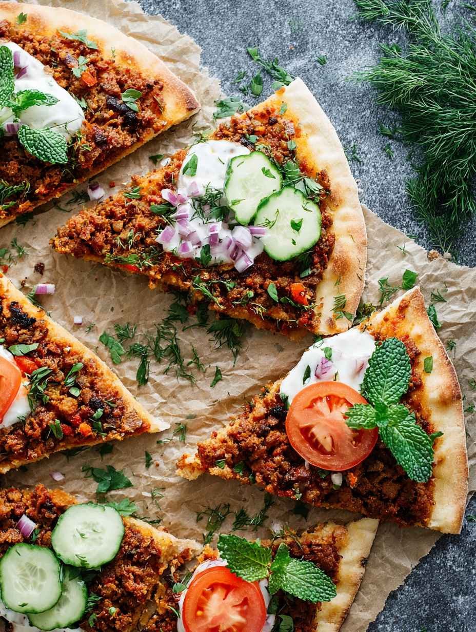 So lecker: Vegane Türkische Pizza mit Kräutersauce image 2