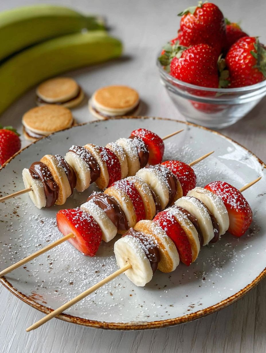 Süße Spieße mit Pancakes, Erdbeeren & Banane. image 2