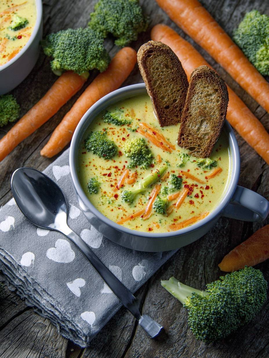 Wärmende Brokkoli-Käse-Suppe mit knusprigem Brot image 2