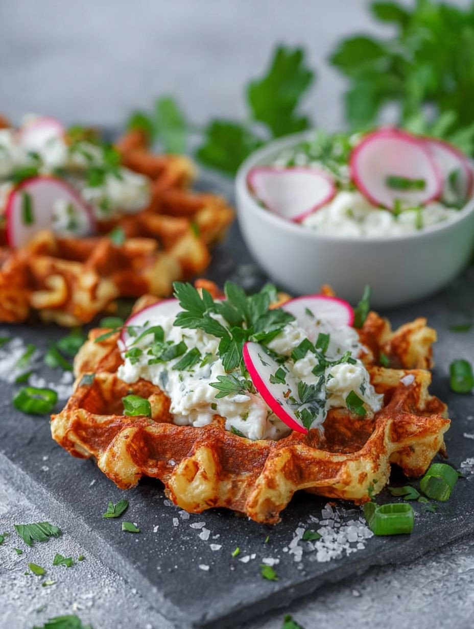 Knusprige Waffeln mit frischem Quark & Radieschen image 2
