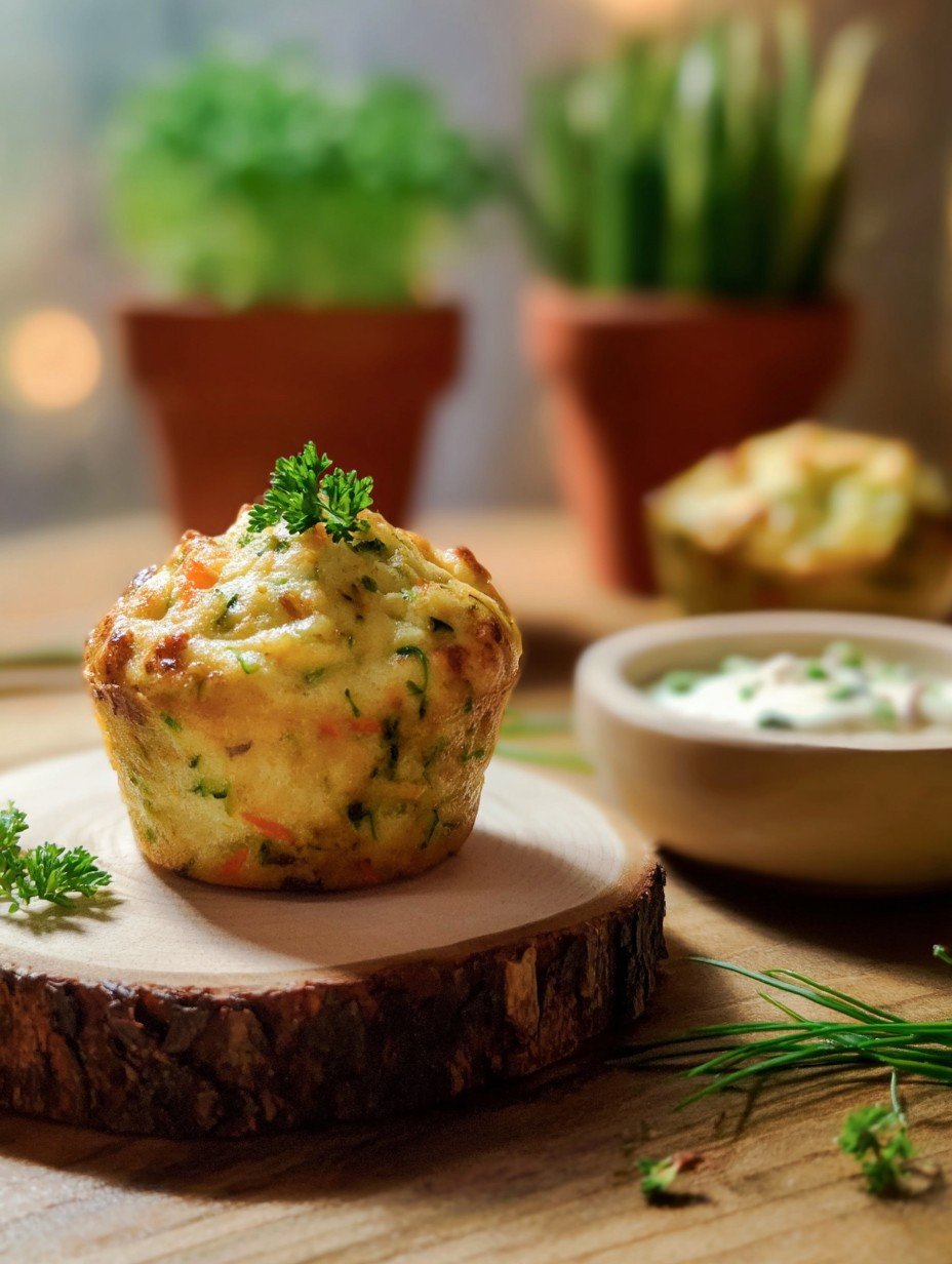 Saftige Gemüse-Muffins mit frischen Kräutern & Quark-Dip image 2